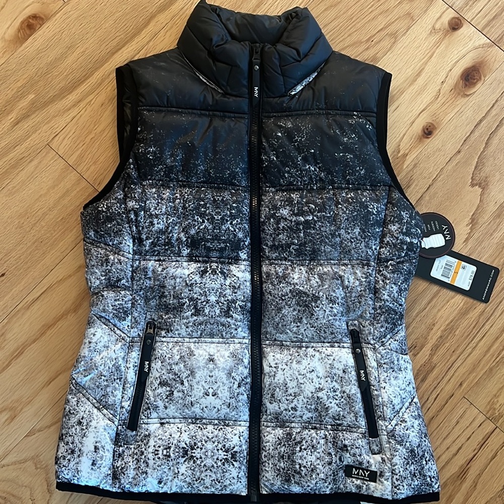 NWT Marc New York ombré two tone puffer vest hood small new black - Picture 3 of 14